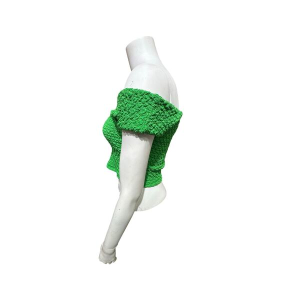 ZARA Textured Off-Shoulder Top - Vibrant Green - Picture 4 of 5